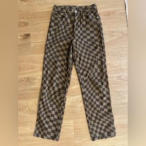 Brown Checkered Jeans